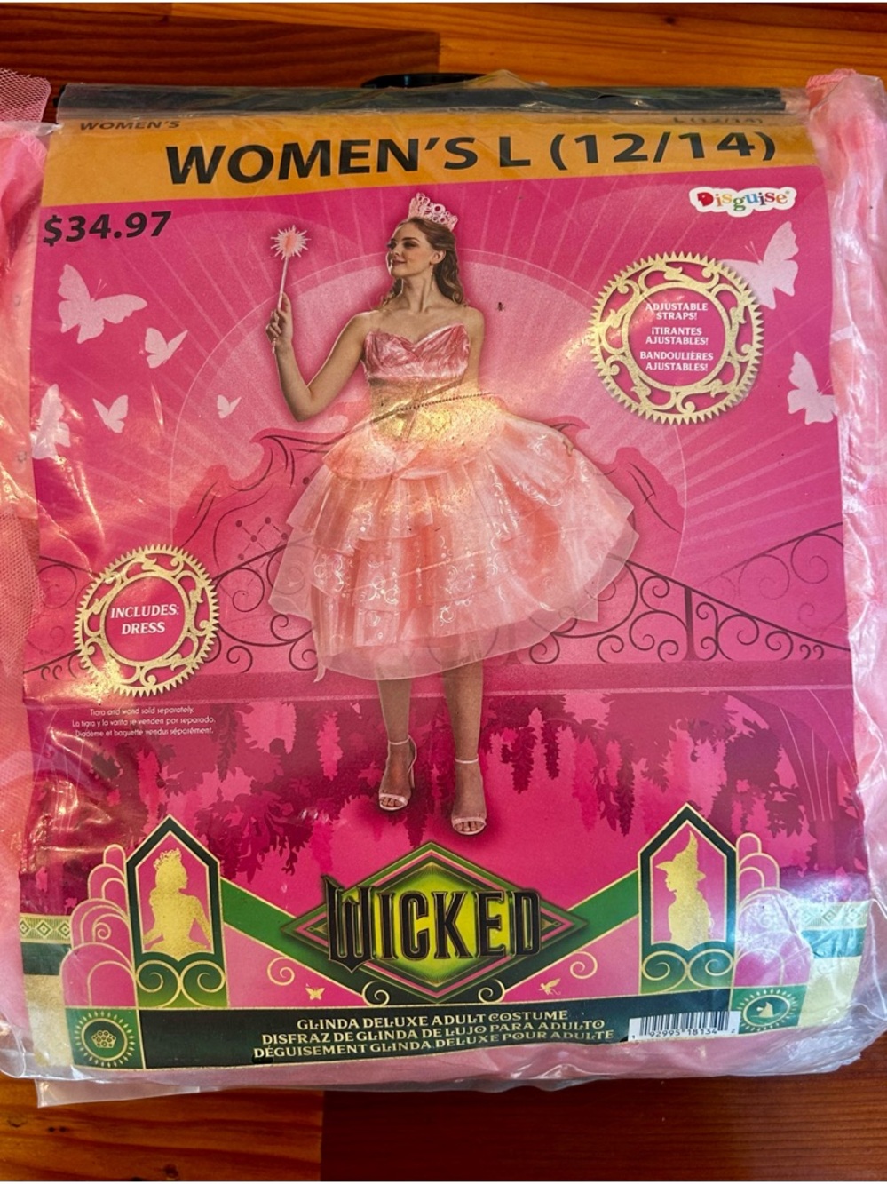 Disguise Glinda Wicked Inspired Deluxe Women's Costume Dress - Pink L Large